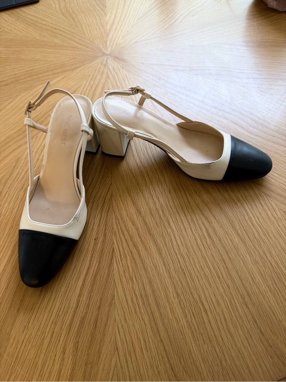 Nine West Cream and Black Slingback Pumps - Picture 2 of 3